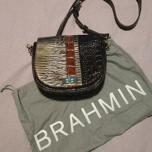 Brahmin Sonny Satchel Crossbody Ostrich Bag New